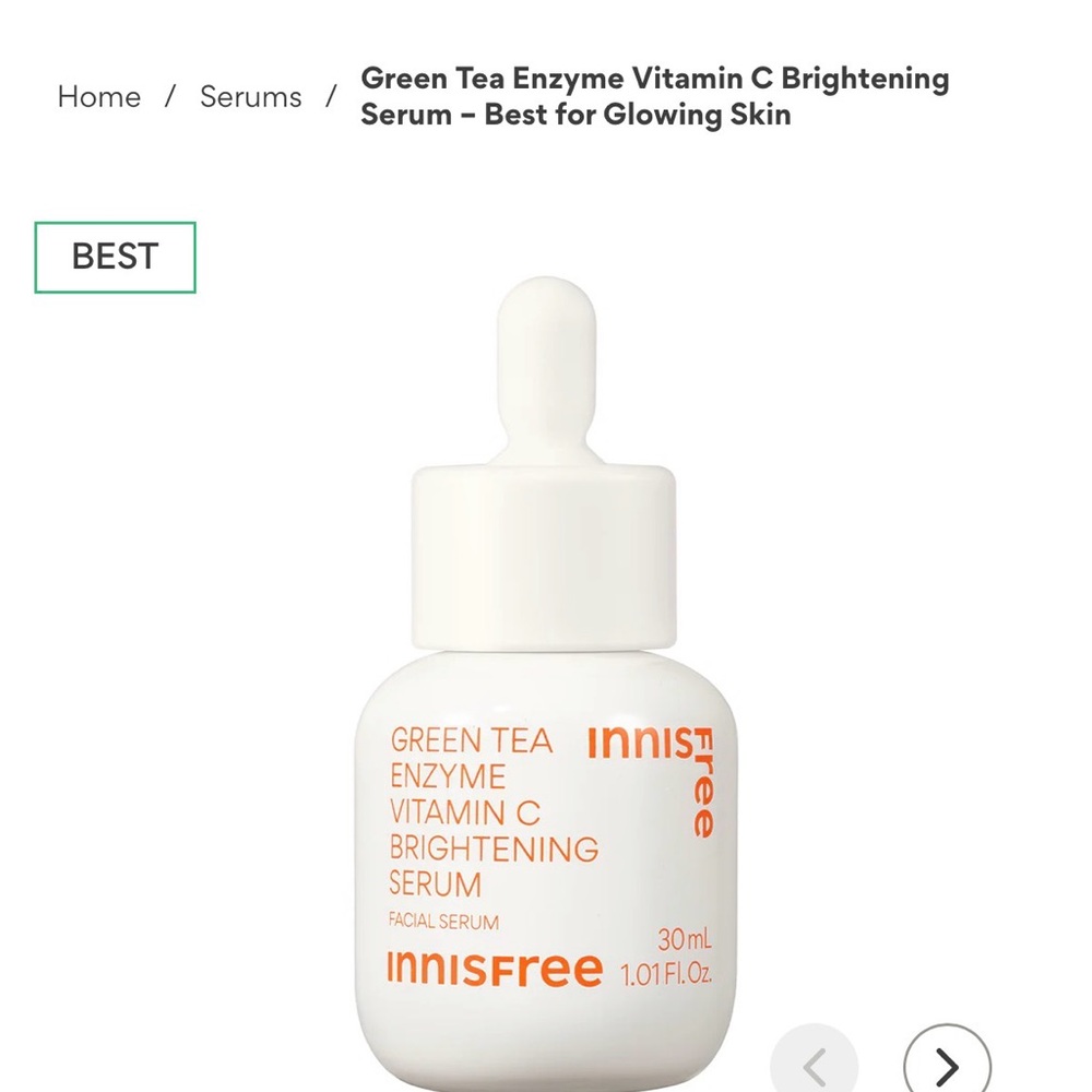 Innisfree Green Tea Enzyme Vitamin C Brightening Serum (mini bottle)7 ml/0.23 oz